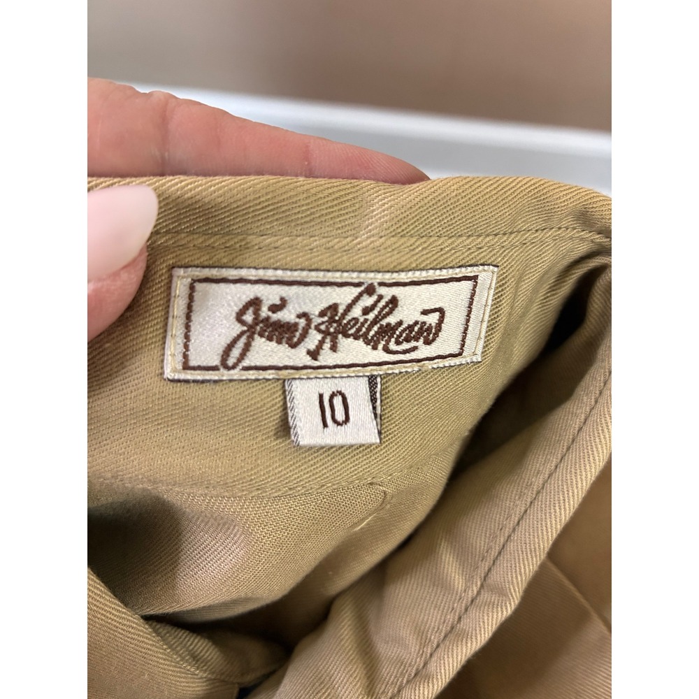 Vintage Jim Heilman Khaki Tan Pleated Shirt Dress Long Sleeve Midi Pockets Sz 10 - Picture 2 of 10